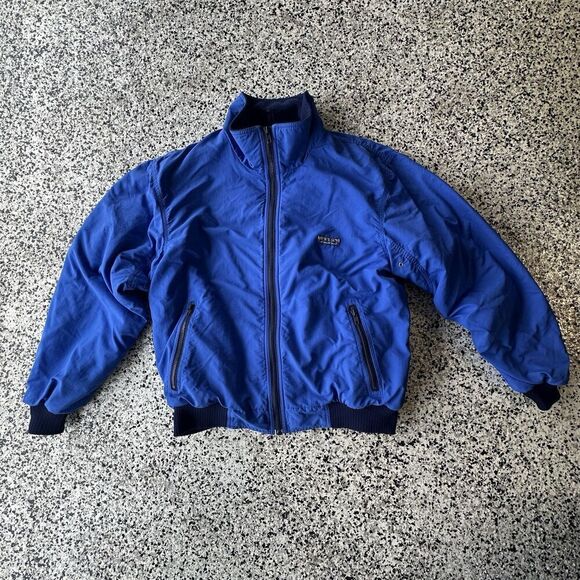 Vintage Eddie Bauer Fleece Lined Jacket Mens Large Full Zip Made USA 90s Blue